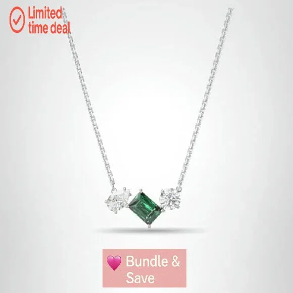 Mesmera Crystal Pendant Necklace, Rhodium Chain, 15-18 Inch